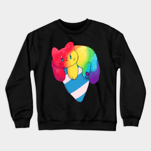 rainbow kitty shaved ice Crewneck Sweatshirt by gummygunk